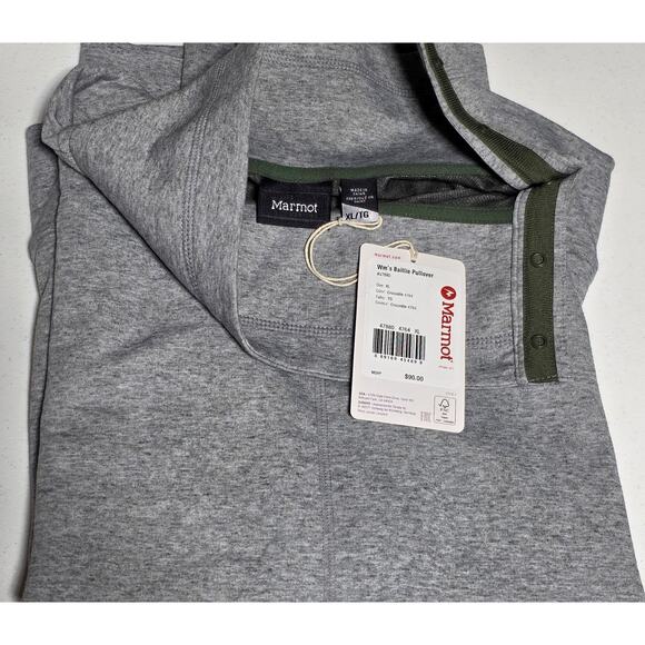 Marmot Baillie Turtleneck Top Womens XL Heather Gray Asymmetrical Snap Neck NEW - Picture 14 of 16